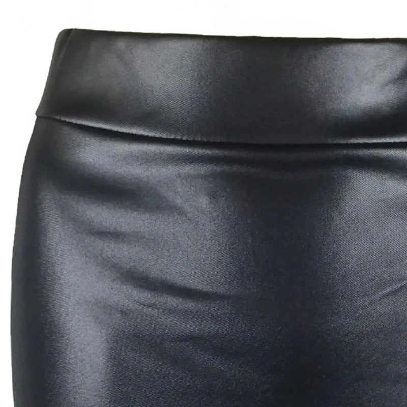 Saia Mini Pele Sintética Cintura Alta - Ajustada Bodycon Sexy Streetwear