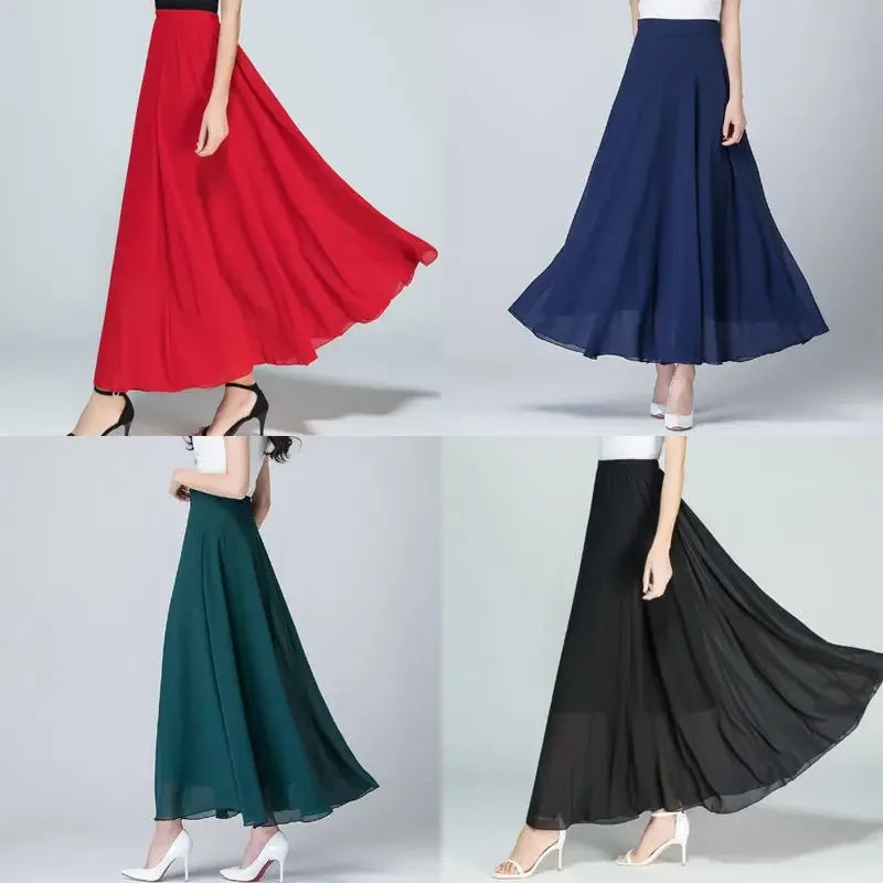 Saia Vermelha Chiffon Tamanho Grande - Cintura Alta Linha A Emagrecedora
