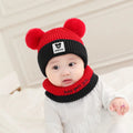 1Set Baby Hat Scarf Set Bear Warm Knitted Children Winter Hat Cap Bonnet Infant Toddler Kids Hat Boys Girls Crochet Beanie