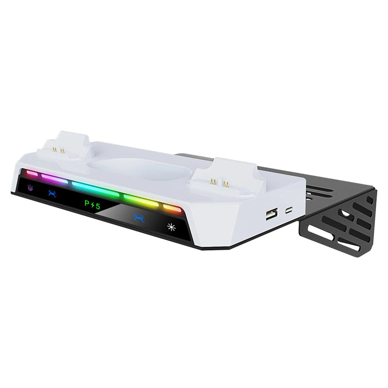 Suporte de Parede PS5 com Estação de Carregamento Dupla | Kit Completo