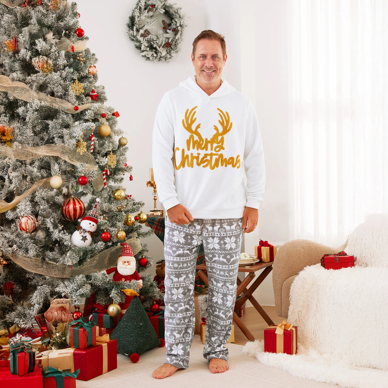 Pijama Natal Família PatPat - Fleece Bordado Manga Comprida Capuz Conjunto