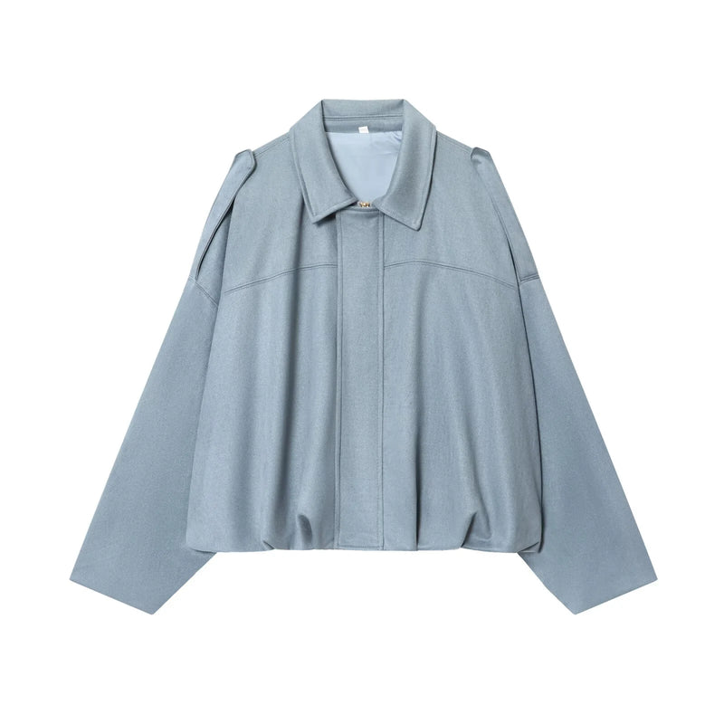 Casaco Feminino Casual Textura Camurça - Fecho Éclair Lavável à Máquina