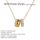 Colar eManco Aço Inoxidável com Anel - Pedra Nascimento Redonda Joias Femininas