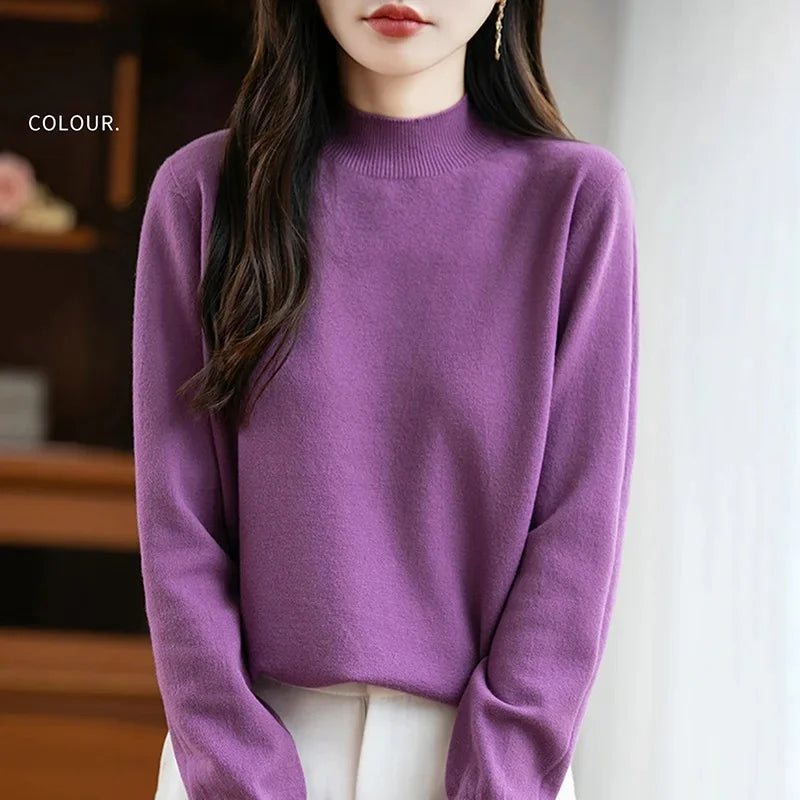 Camisola Malha Feminina Outono Inverno - Gola Redonda Casual Fashion