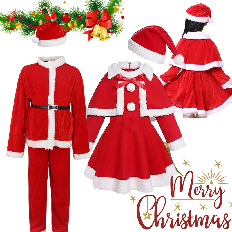 Fato Pai Natal 2024-2025 Criança - Traje Festa Natal Menino Menina São Nicolau