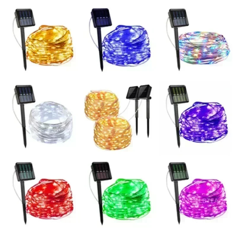 Luzes LED Solares 7M/12M/22M/32M - Guirlanda Decorativa À Prova de Água para Jardim e Festas