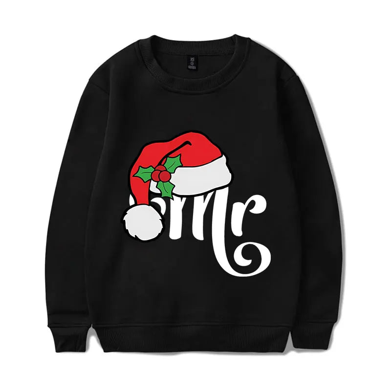 Hoodie Natal MR MRS Santa Hat Casal - Sweatshirt Streetwear Harajuku Xmas