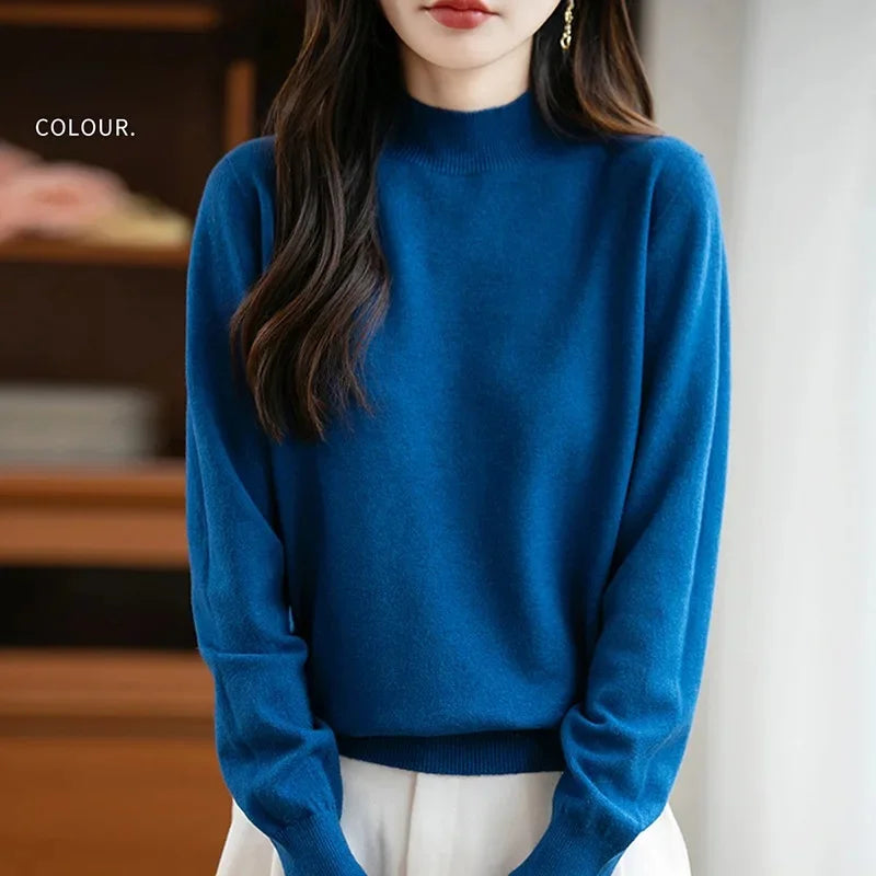 Camisola Malha Feminina Outono Inverno - Gola Redonda Casual Fashion