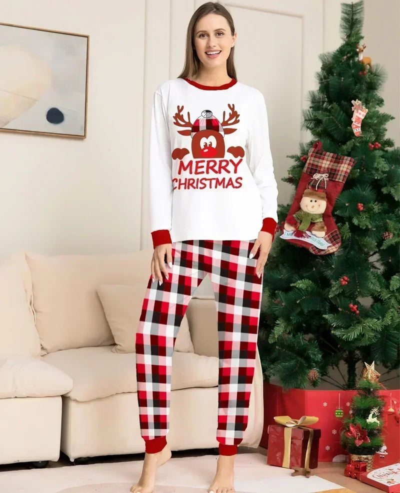 Pijamas Natal 2025 Cartoon - Conjunto 2 Peças Família Xmas Macio Fofo