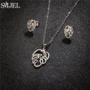 Conjunto Joias Aço Inoxidável - Colares Brincos Flores Bohemia para Homens e Mulheres