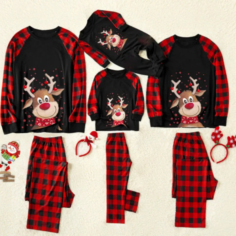 Pijama Algodão Natal Família Coordenado - Manga Comprida Mãe Pai Criança Xmas