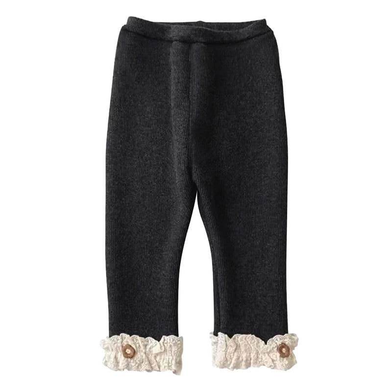 Leggings Criança Inverno Veludo - Renda Quentes Menina Natal Halloween