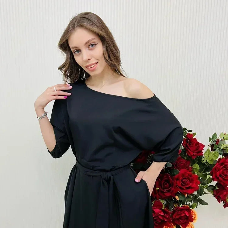 Vestido Longo Elegante Primavera - Manga Lanterna com Laço para Festa e Eventos
