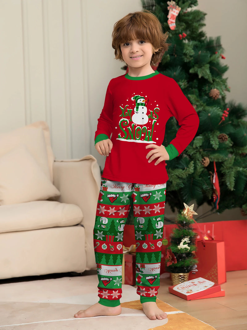 Pijama Natal Criança Let It Snow - Boneco Neve Manga Comprida Menino Menina
