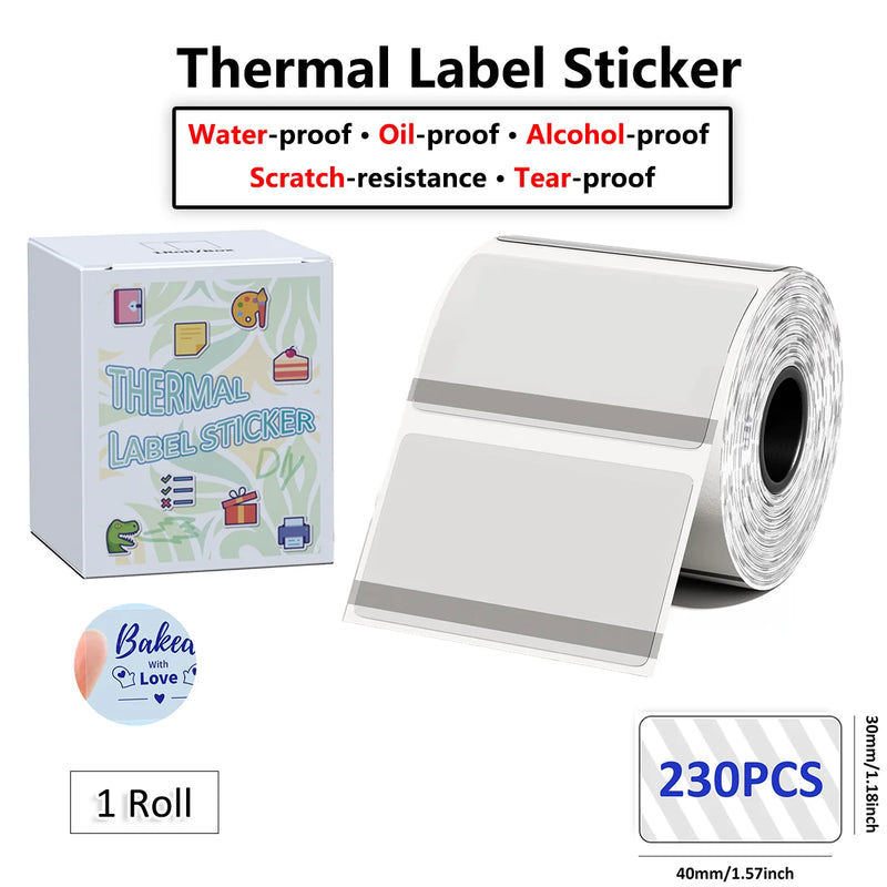 Etiquetas Térmicas Transparentes Phomemo M110 - 40x30mm Coloridas para Impressora M110/M220/M221/M120/M200