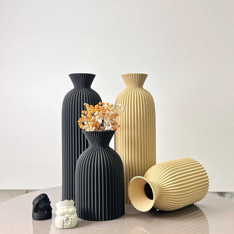 Conjunto 2 Vasos Decorativos Padrão Ondulado - Arte Moderna para Casa