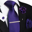 Conjunto Gravata Xadrez Castanho - Seda 8cm com Acessórios