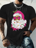T-Shirt Natal Homem 3D Kawaii - Pai Natal DJ Colorida Harajuku Casual