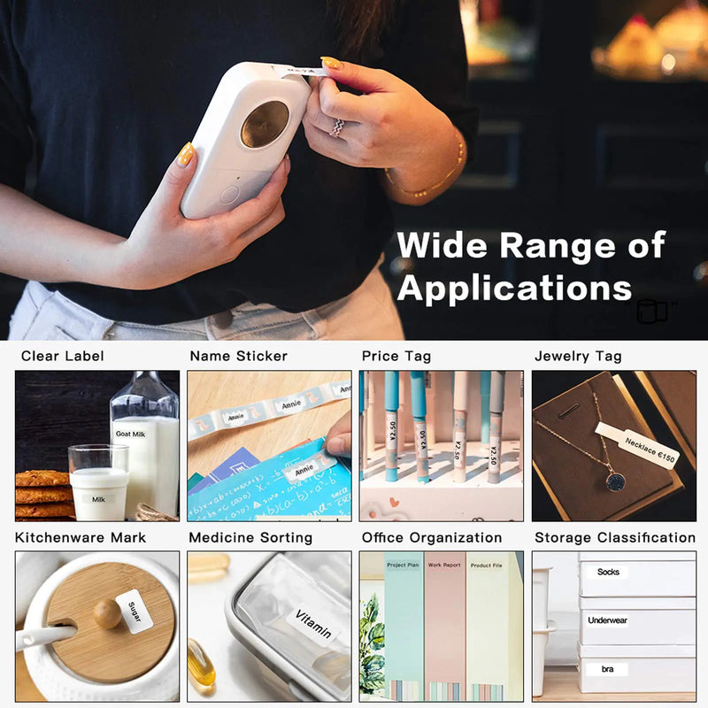 Etiquetas Térmicas D30 Multi-Tamanhos Impermeáveis - Adesivos para Organização Cozinha Escritório Cabos D30 Q30