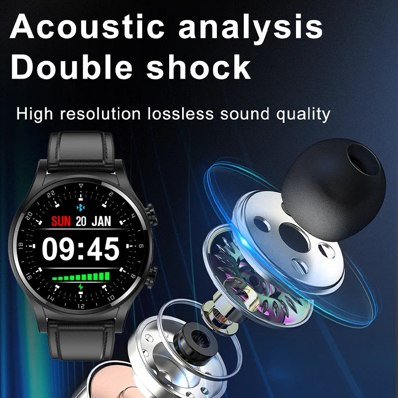 DAORKOW New 2 IN 1 Smart Watch TWS Earphone NFC Heart Rate Blood Oxygen Fitness Tracker Sport Watch Wireless Call Smartwatch Men
