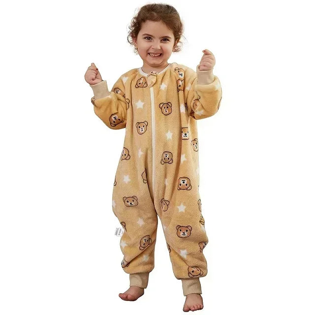 Pijama Natal Flanela Criança - Roupa Dormir Quente Inverno Menino Menina 1-6T