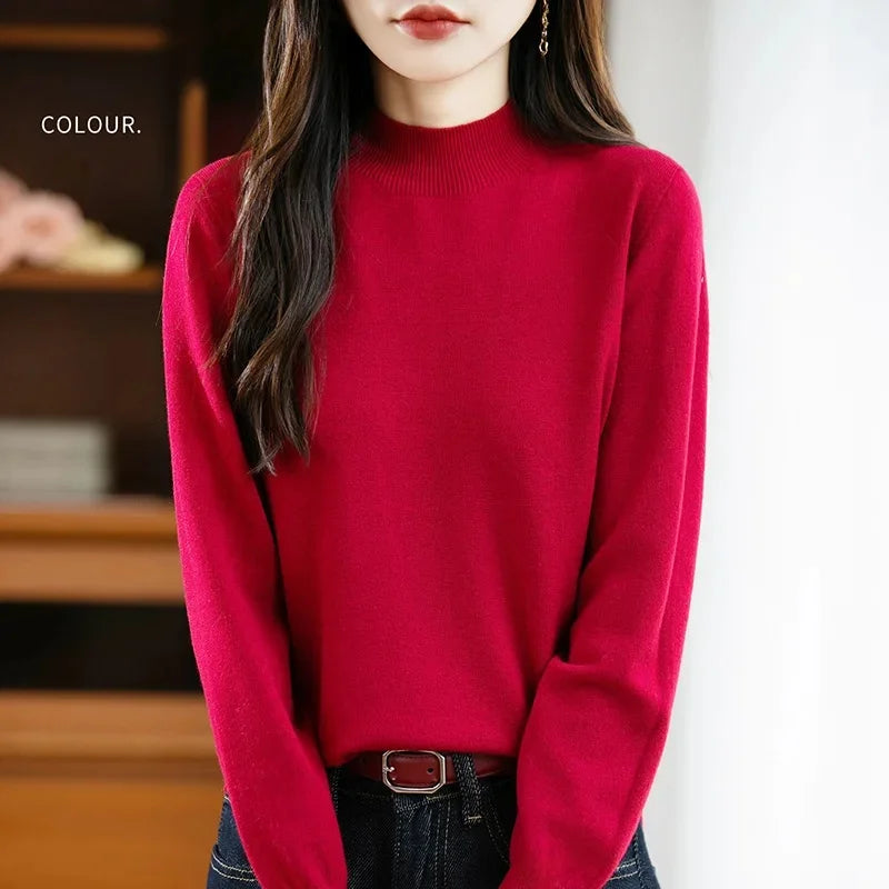 Camisola Malha Feminina Outono Inverno - Gola Redonda Casual Fashion