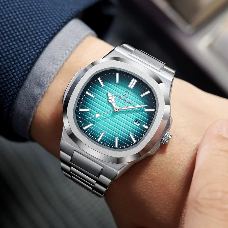 Relógio Militar Masculino Quadrado 2025 - Aço Inoxidável Luminoso Impermeável