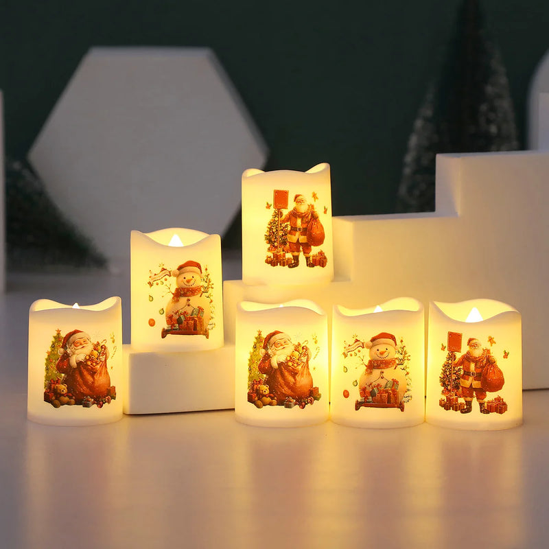 Velas LED Natal Transparentes - Decoração Natalícia com Impressão Iluminada