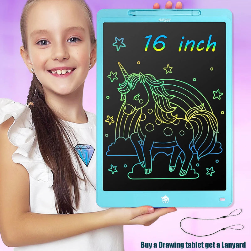 Tablet Gráfico LCD 16/12/10/8.5 Polegadas - Desenho Colorido para Crianças 3-8 Anos