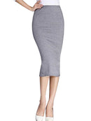 Saia Lápis Longa Primavera Outono - Sexy Slim Ajustada Lã Canelada Midi