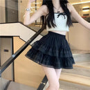 Saia Curta Renda Tamanho Grande - Cintura Alta Linha A Plissada Verão