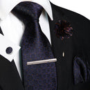 Conjunto Gravata Xadrez Castanho - Seda 8cm com Acessórios