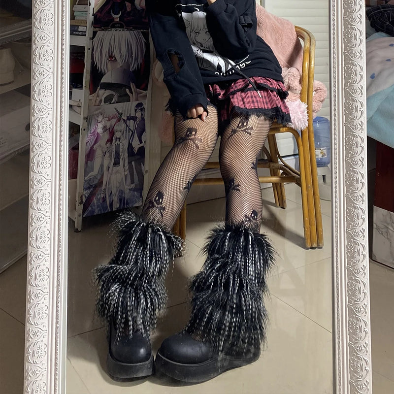 Aquecedores Pernas Pelo Sintético - Leggings Outono Botas Lolita Punk
