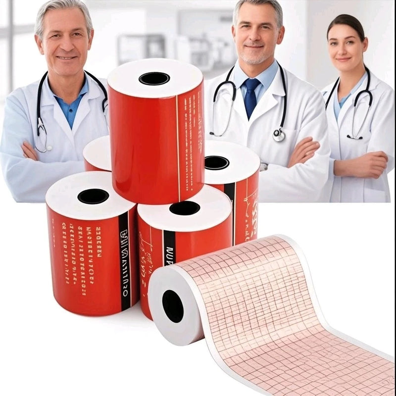Papel Térmico para Eletrocardiograma Makeasy 112mm - 6 Derivações 20m (Pack 10 Rolos) - Versão Standard