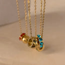 Colar eManco Aço Inoxidável com Anel - Pedra Nascimento Redonda Joias Femininas