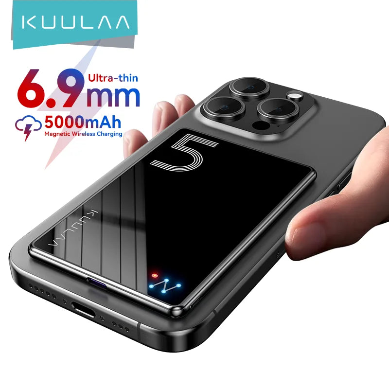 Power Bank KUULAA Magsafe 5000mAh - Carregador Magnético Sem Fios 20W iPhone
