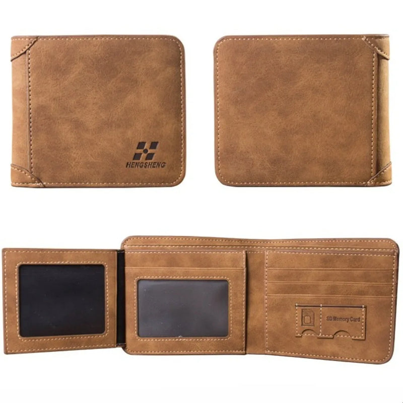 Carteira Masculina Couro Hipster - Compartimento Moedas Dobrável Luxo