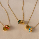 Colar eManco Aço Inoxidável com Anel - Pedra Nascimento Redonda Joias Femininas