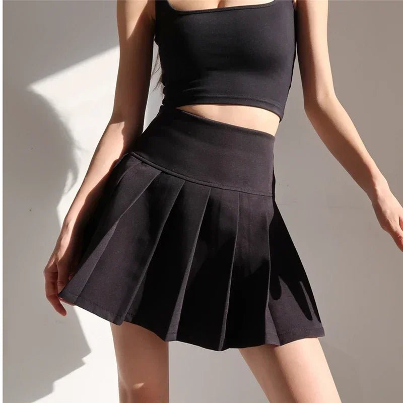Saia Mini Plissada Estilo Japonês - Cintura Alta Kawaii Uniforme Harajuku