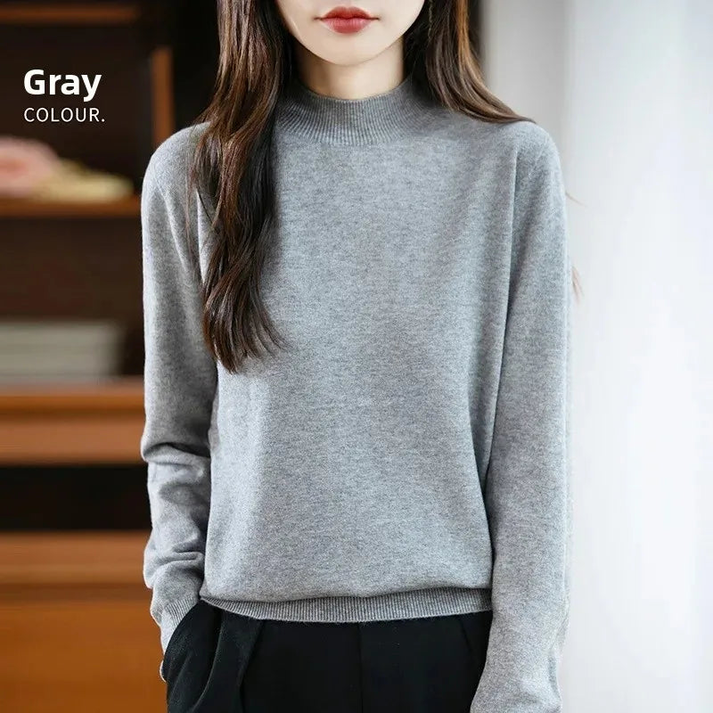 Camisola Malha Feminina Outono Inverno - Gola Redonda Casual Fashion