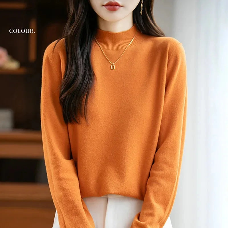 Camisola Malha Feminina Outono Inverno - Gola Redonda Casual Fashion