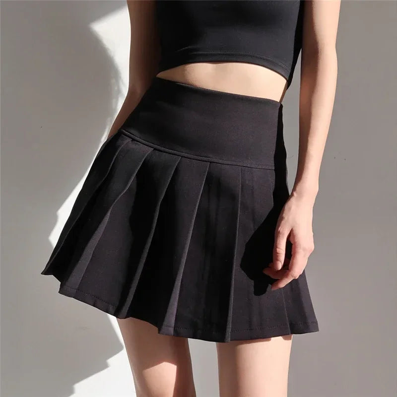 Saia Mini Plissada Estilo Japonês - Cintura Alta Kawaii Uniforme Harajuku