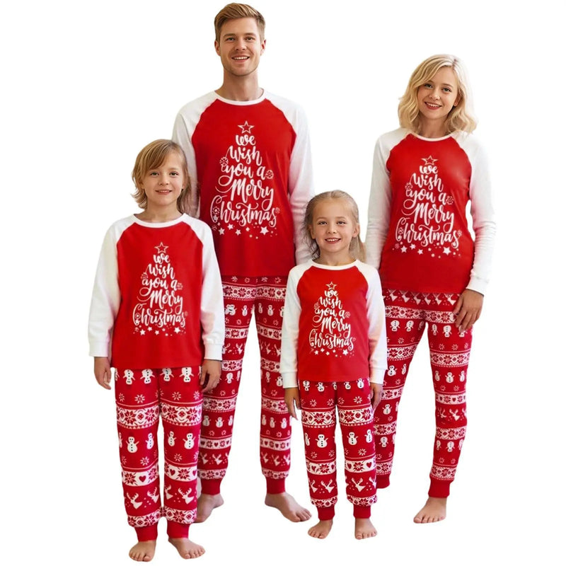 Pijama Algodão Natal Família - Conjunto Manga Comprida Mãe Pai Criança Xmas