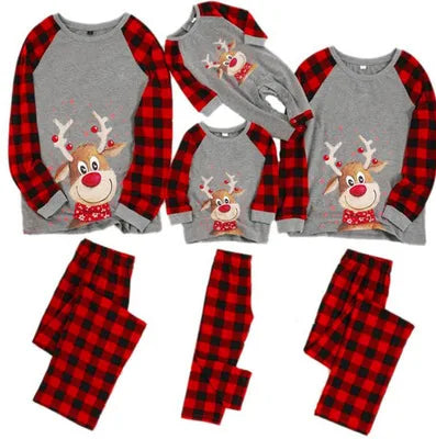 Pijama Algodão Natal Família Coordenado - Manga Comprida Mãe Pai Criança Xmas