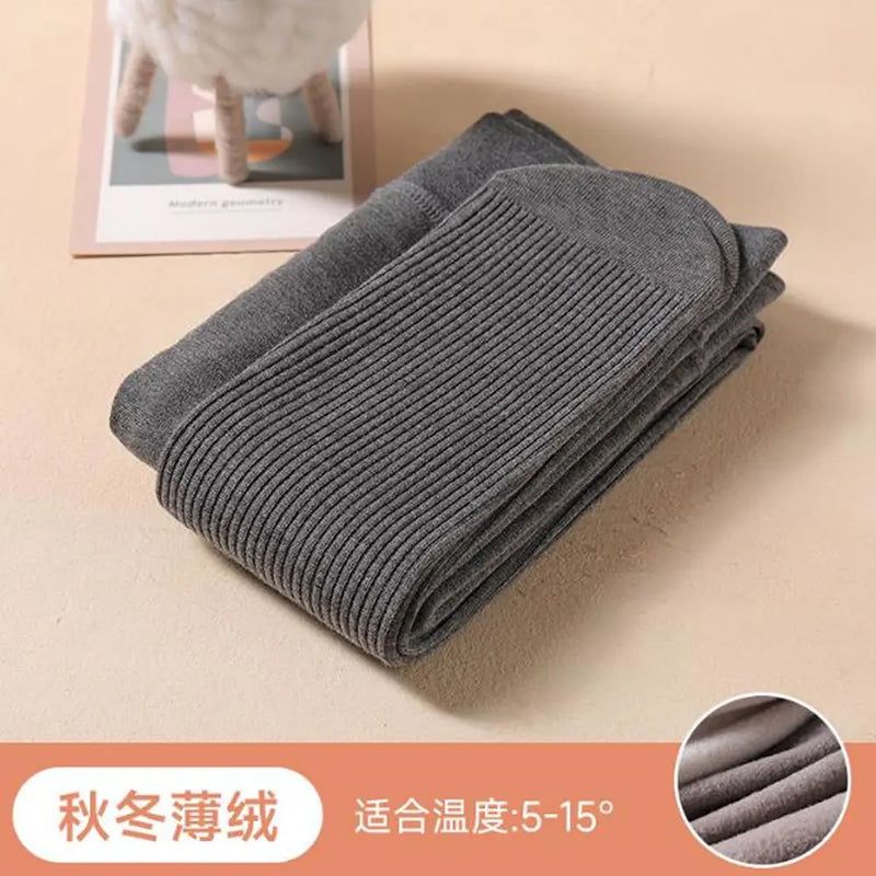 Girls' leggings in autumn and winter plus thin velvet vertical stripes wear children's pantyhose gray dance socks tide.