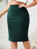 Saia Verão 2025 Tamanho Grande - Cintura Alta com Fenda Ajustada