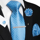 Conjunto Gravata Xadrez Castanho - Seda 8cm com Acessórios