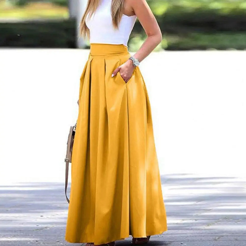 Saia Maxi Elegante Cintura Alta - Tecido Respirável Ajustada para Festas
