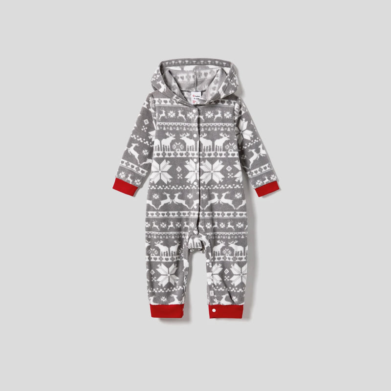 Pijama Natal Família PatPat - Fleece Bordado Manga Comprida Capuz Conjunto