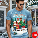 T-Shirt Natal Criança 2024 - Pai Natal 3D Impressão Street Hip Hop Manga Curta